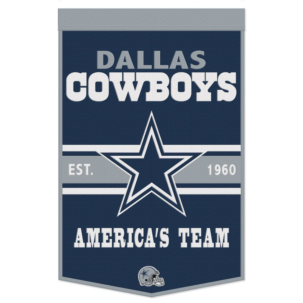 Dallas Cowboys Banner Wool 24x38 Dynasty Slogan Design Special Order