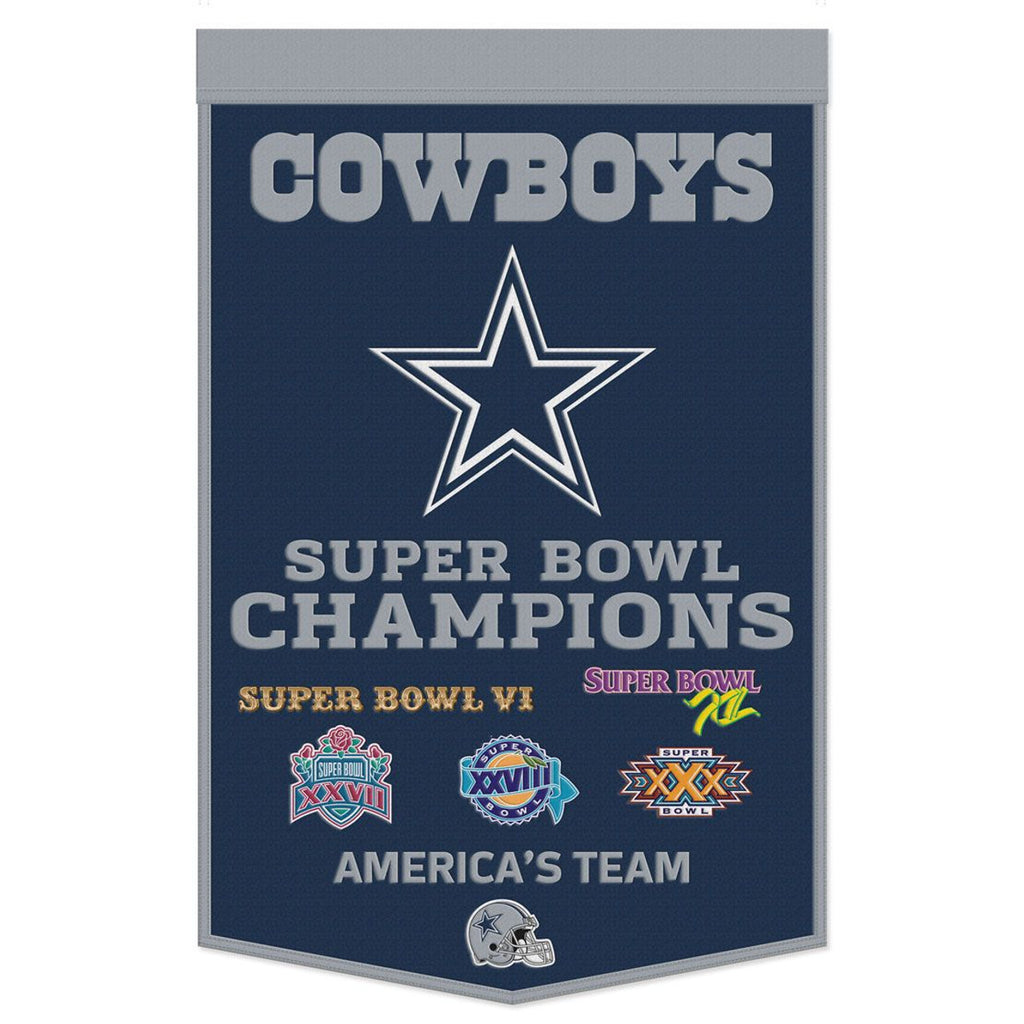 Dallas Cowboys Banner Wool 24x38 Dynasty Champ Design