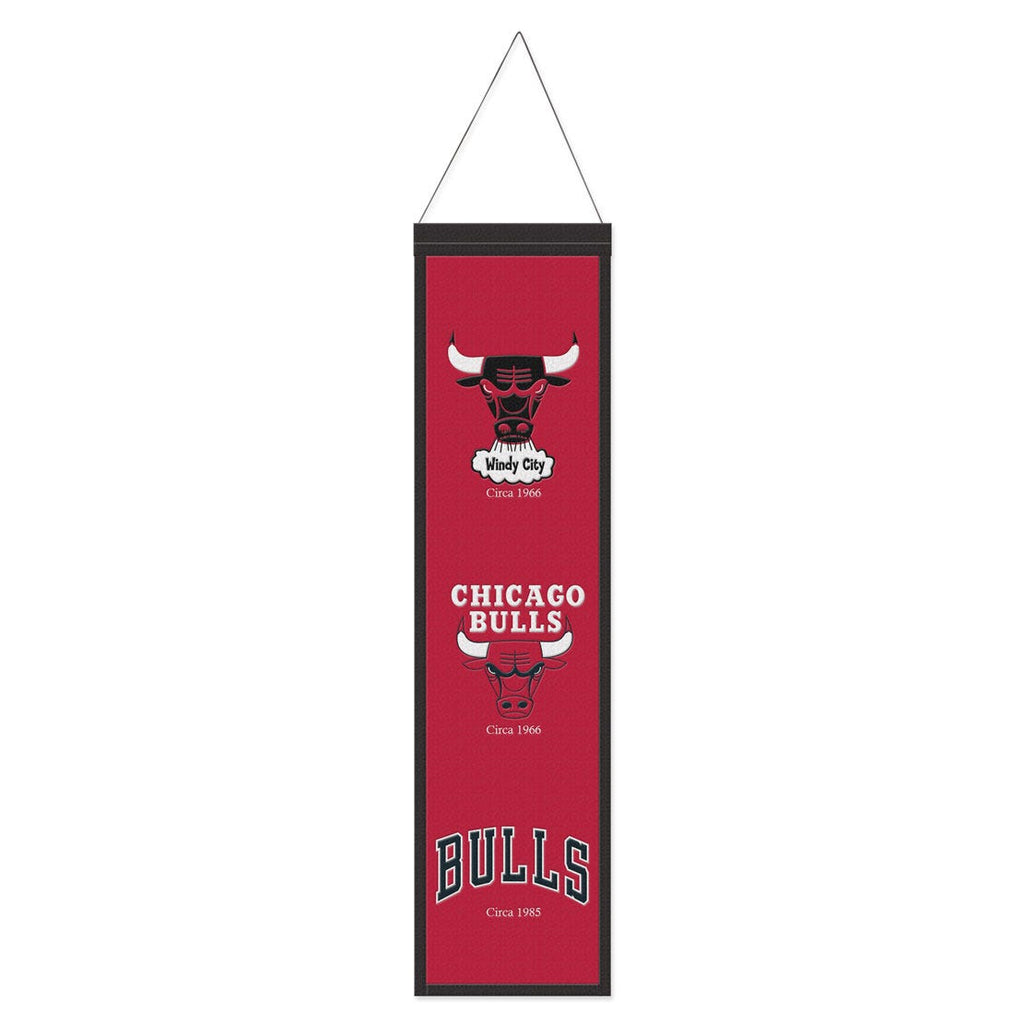 Chicago Bulls Banner Wool 8x32 Heritage Evolution Design Special Order