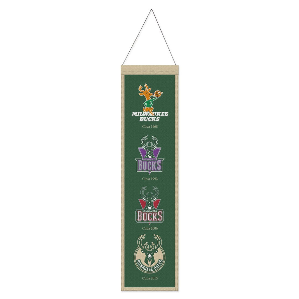 Milwaukee Bucks Banner Wool 8x32 Heritage Evolution Design Special Order