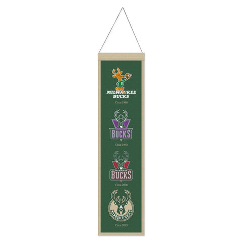 Milwaukee Bucks Banner Wool 8x32 Heritage Evolution Design Special Order