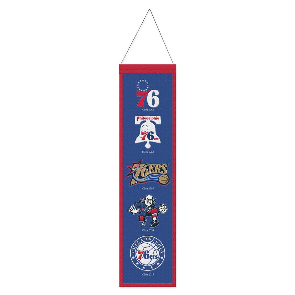 Philadelphia 76ers Banner Wool 8x32 Heritage Evolution Design Special Order