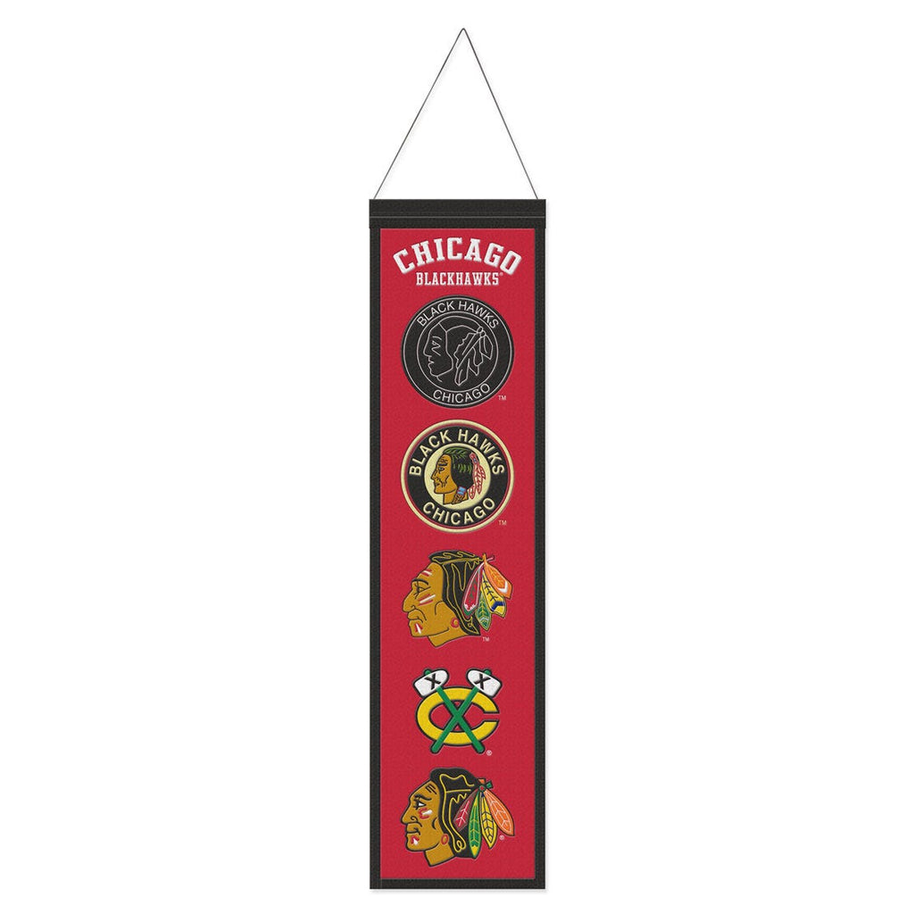 Chicago Blackhawks Banner Wool 8x32 Heritage Evolution Design Special Order