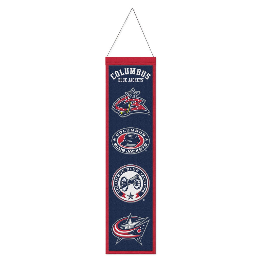 Columbus Blue Jackets Banner Wool 8x32 Heritage Evolution Design Special Order