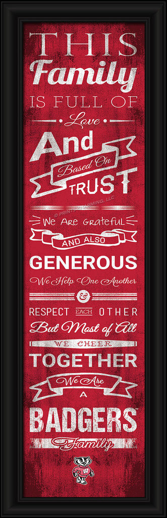 Wisconsin Badgers Family Cheer Print 8"x24"