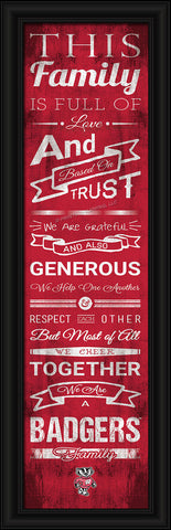 Wisconsin Badgers Family Cheer Print 8"x24"