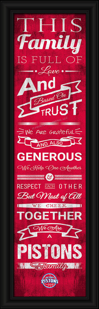 Detroit Pistons Family Cheer Print 8"x24"