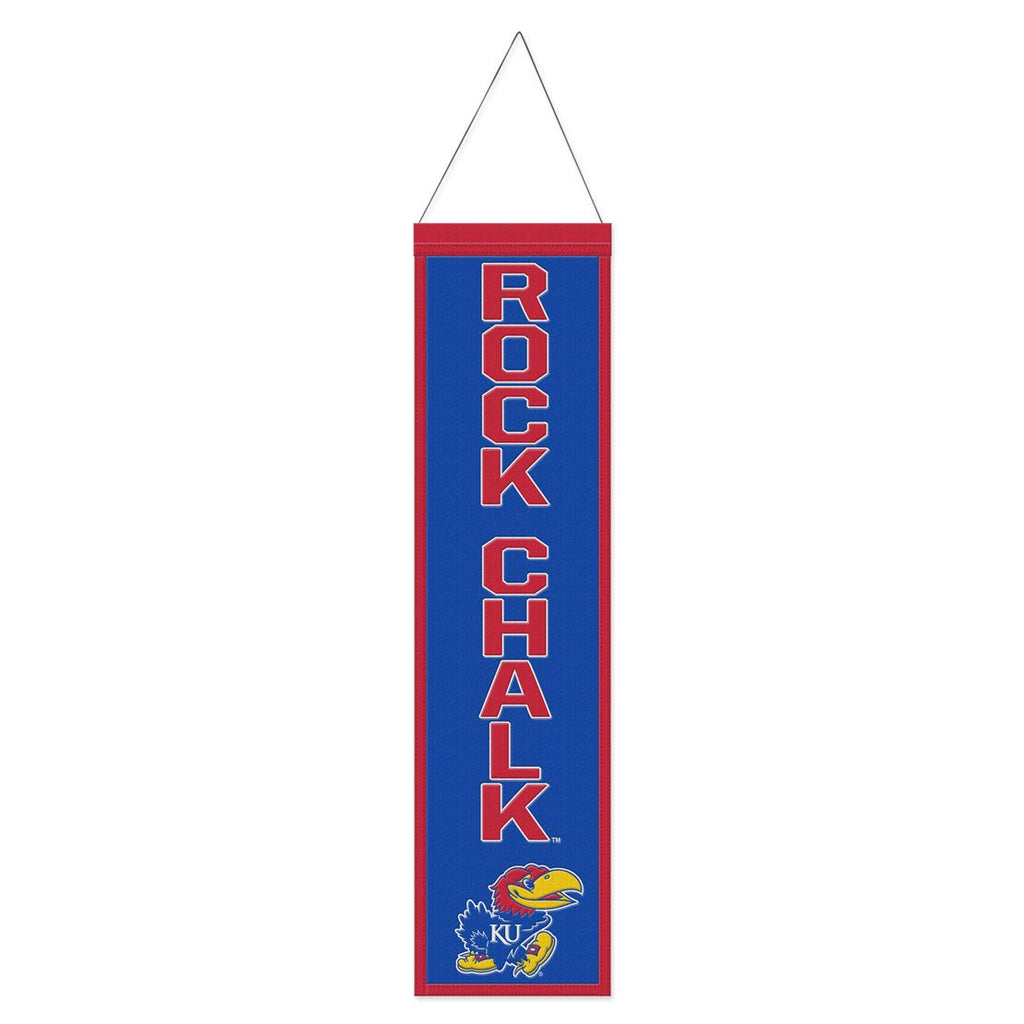 Kansas Jayhawks Banner Wool 8x32 Heritage Slogan Design Special Order