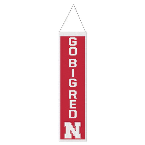 Nebraska Cornhuskers Banner Wool 8x32 Heritage Slogan Design Special Order