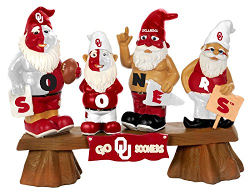 Oklahoma Sooners Garden Gnome Fans on Bench