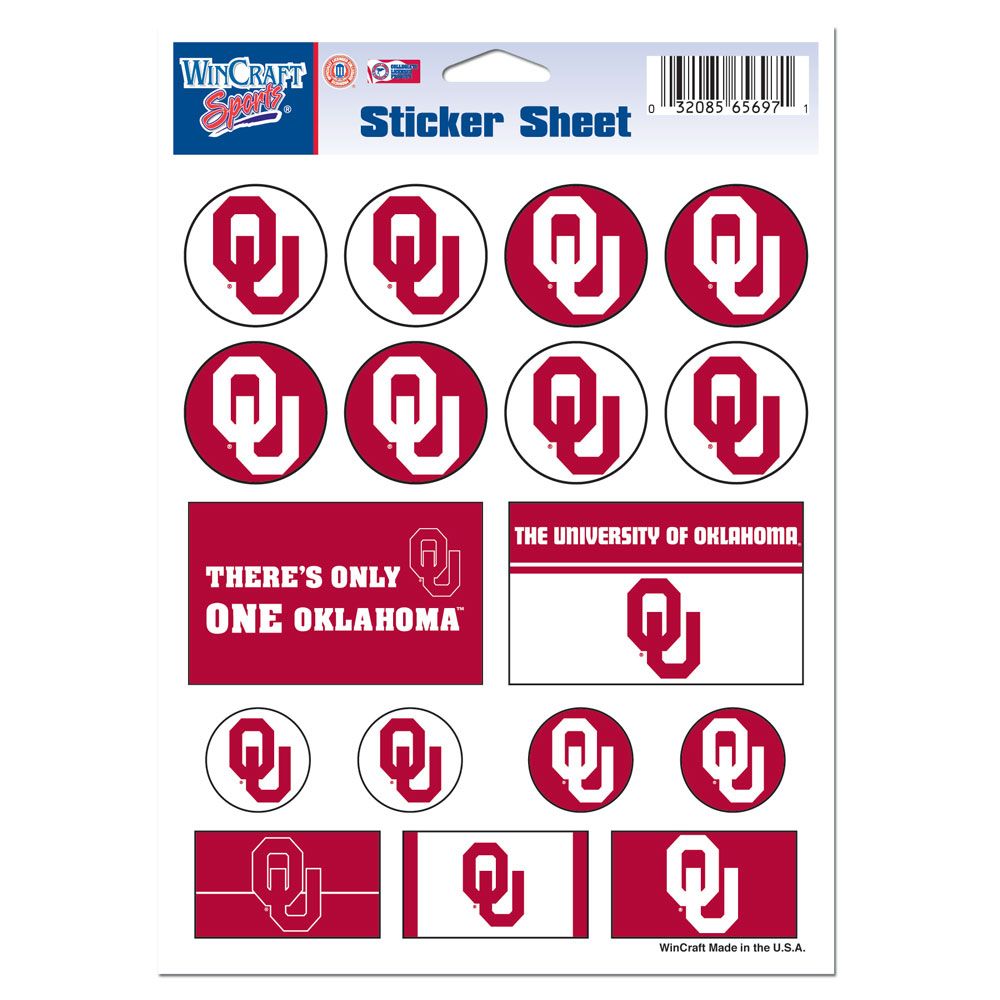 Oklahoma Sooners Decal Sheet 5x7 Vinyl