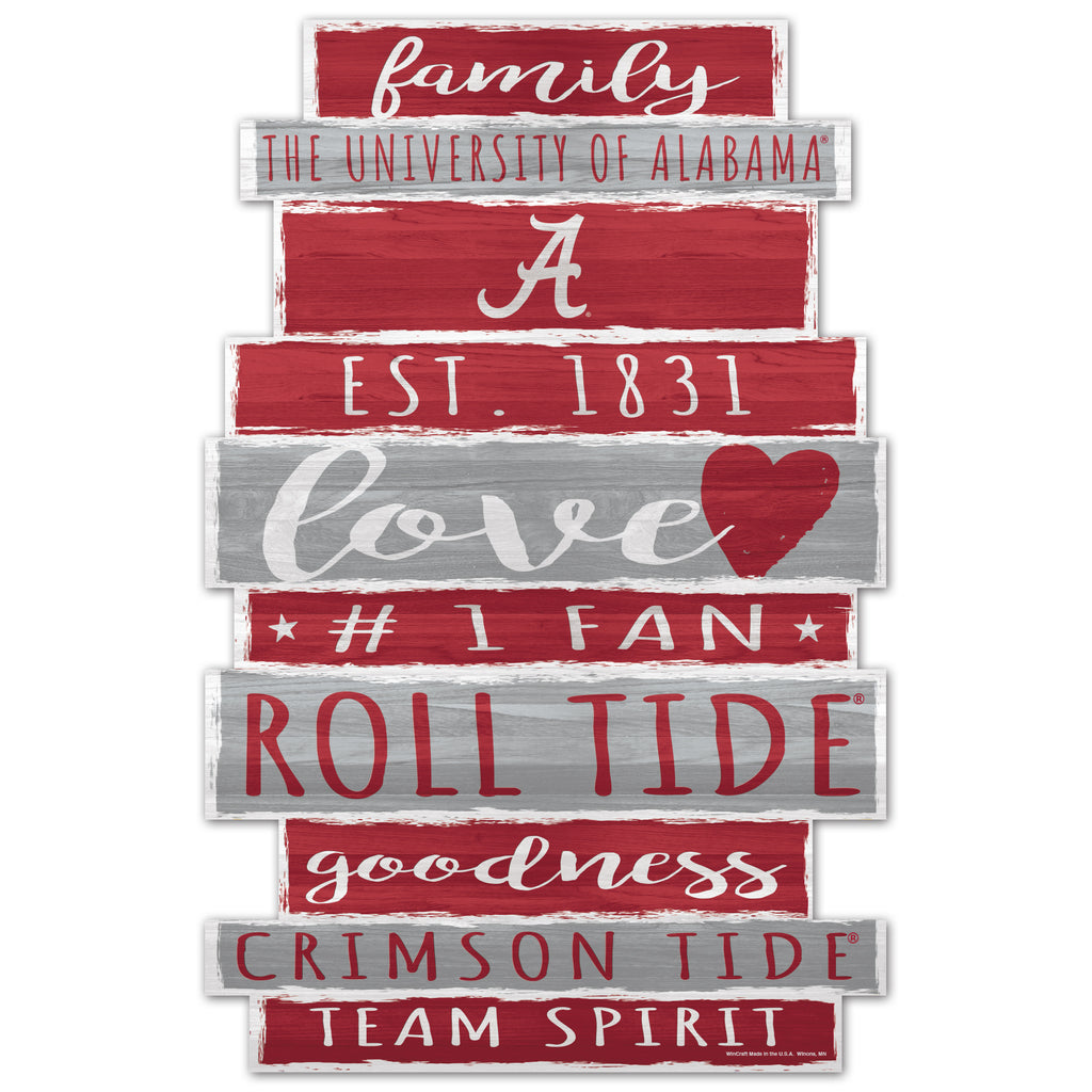 Alabama Crimson Tide Sign 11x17 Wood Family Word
