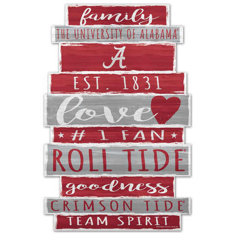 Alabama Crimson Tide Sign 11x17 Wood Family Word