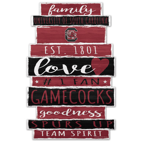 South Carolina Gamecocks Sign 11x17 Wood Family Word