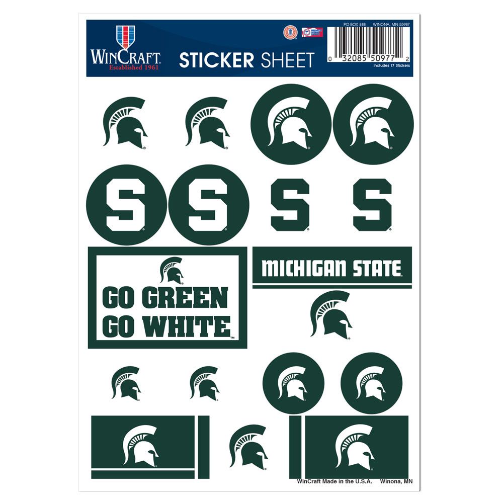 Michigan State Spartans Decal Sheet 5x7 Vinyl