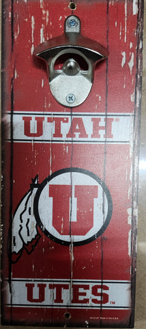 Utah Utes Sign Wood 5x11 Bottle Opener Alternate