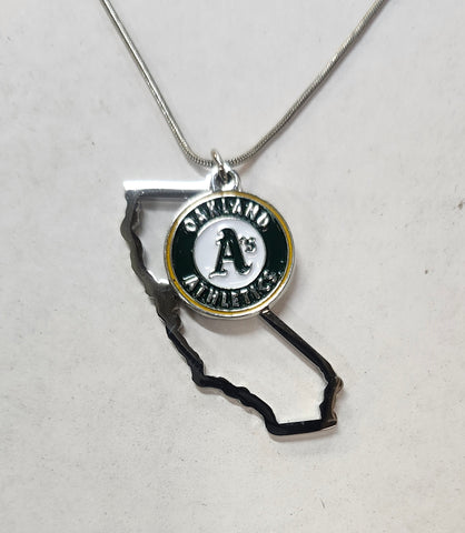 Oakland Athletics Necklace Chain with State Shape Charm CO