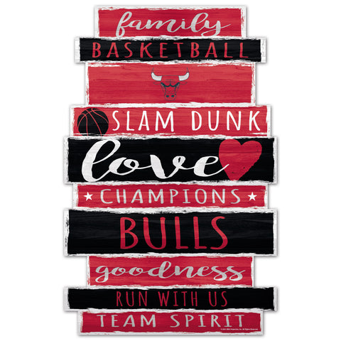 Chicago Bulls Sign 11x17 Wood Family Word