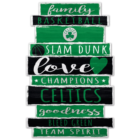 Boston Celtics Sign 11x17 Wood Family Word