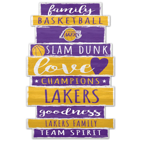 Los Angeles Lakers Sign 11x17 Wood Family Word