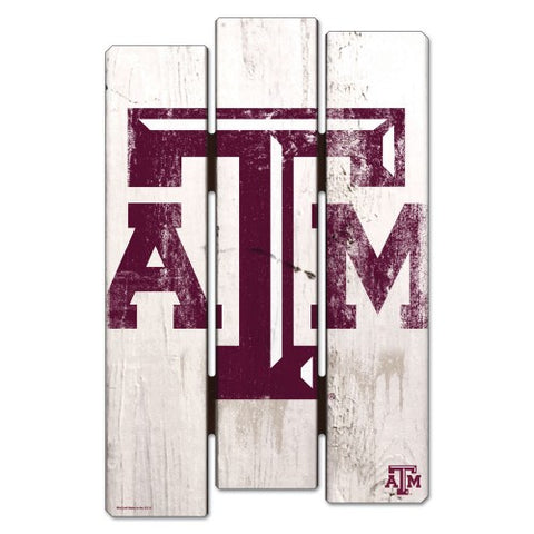 Texas A&M Aggies Sign 11x17 Wood Fence Style White