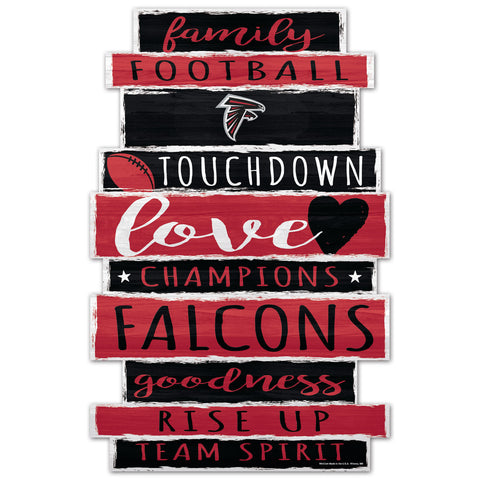 Atlanta Falcons Sign 11x17 Wood Family Word