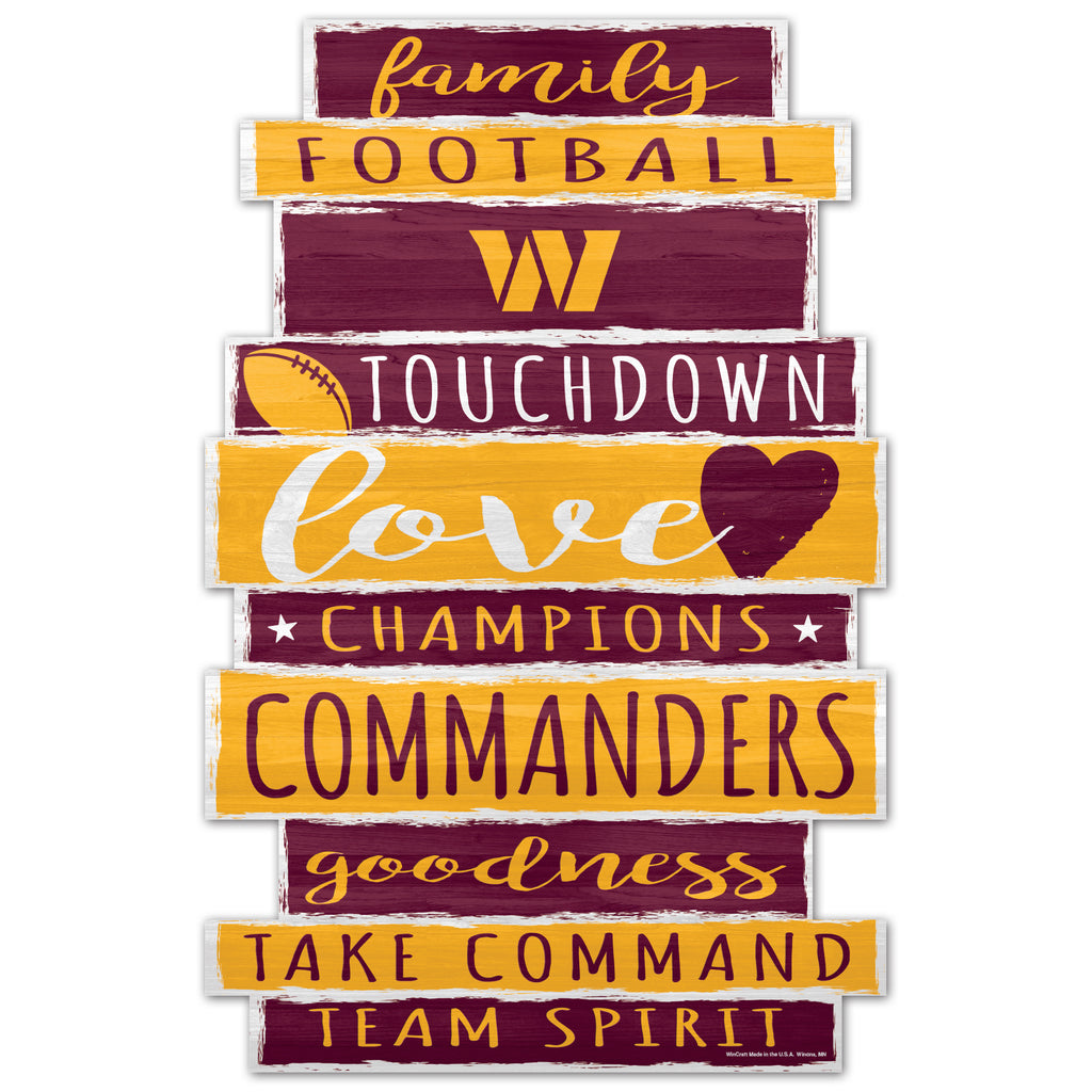 Washington Huskies Commanders Sign 11x17 Wood Family Word Design