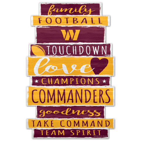 Washington Huskies Commanders Sign 11x17 Wood Family Word Design