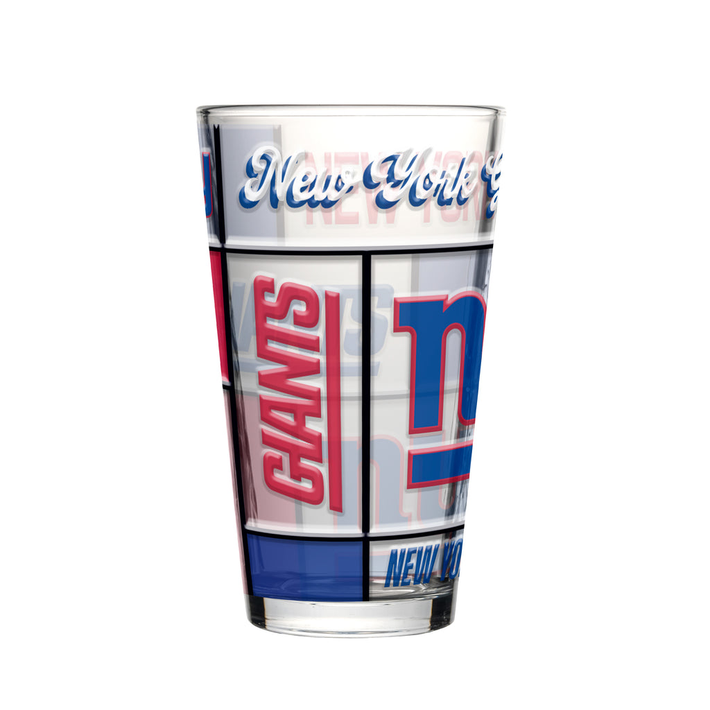 New York Giants Pint Glass 16oz Quilted Stained Boxed