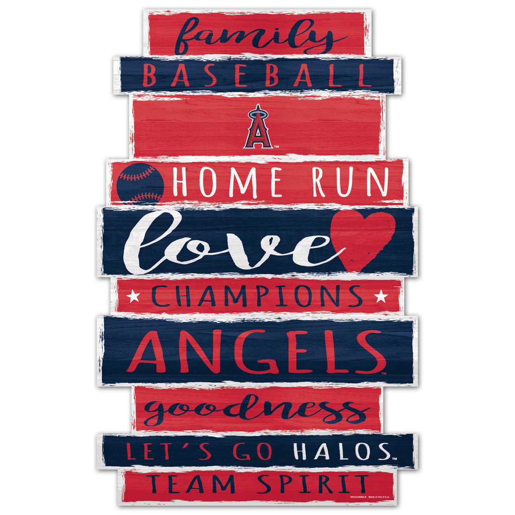 Los Angeles Angels Sign 11x17 Wood Family Word