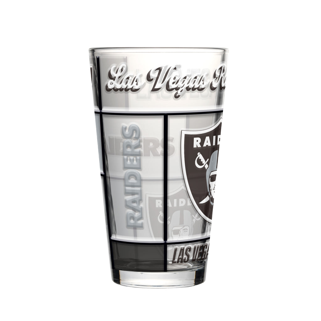Las Vegas Raiders Pint Glass 16oz Quilted Stained Boxed