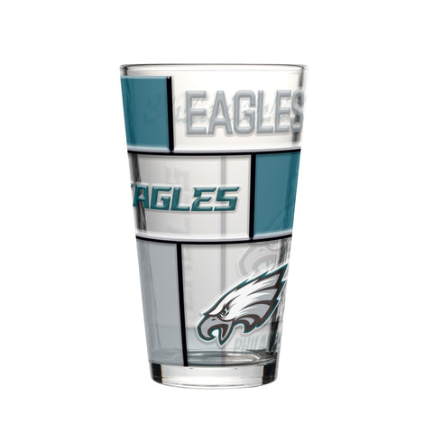 Philadelphia Eagles Pint Glass 16oz Quilted Stained Boxed