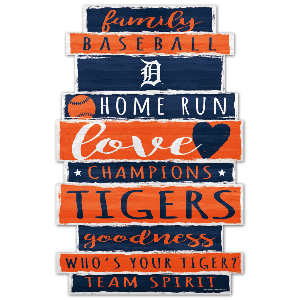 Detroit Tigers Sign 11x17 Wood Family Word