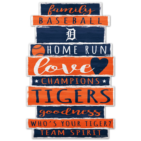 Detroit Tigers Sign 11x17 Wood Family Word
