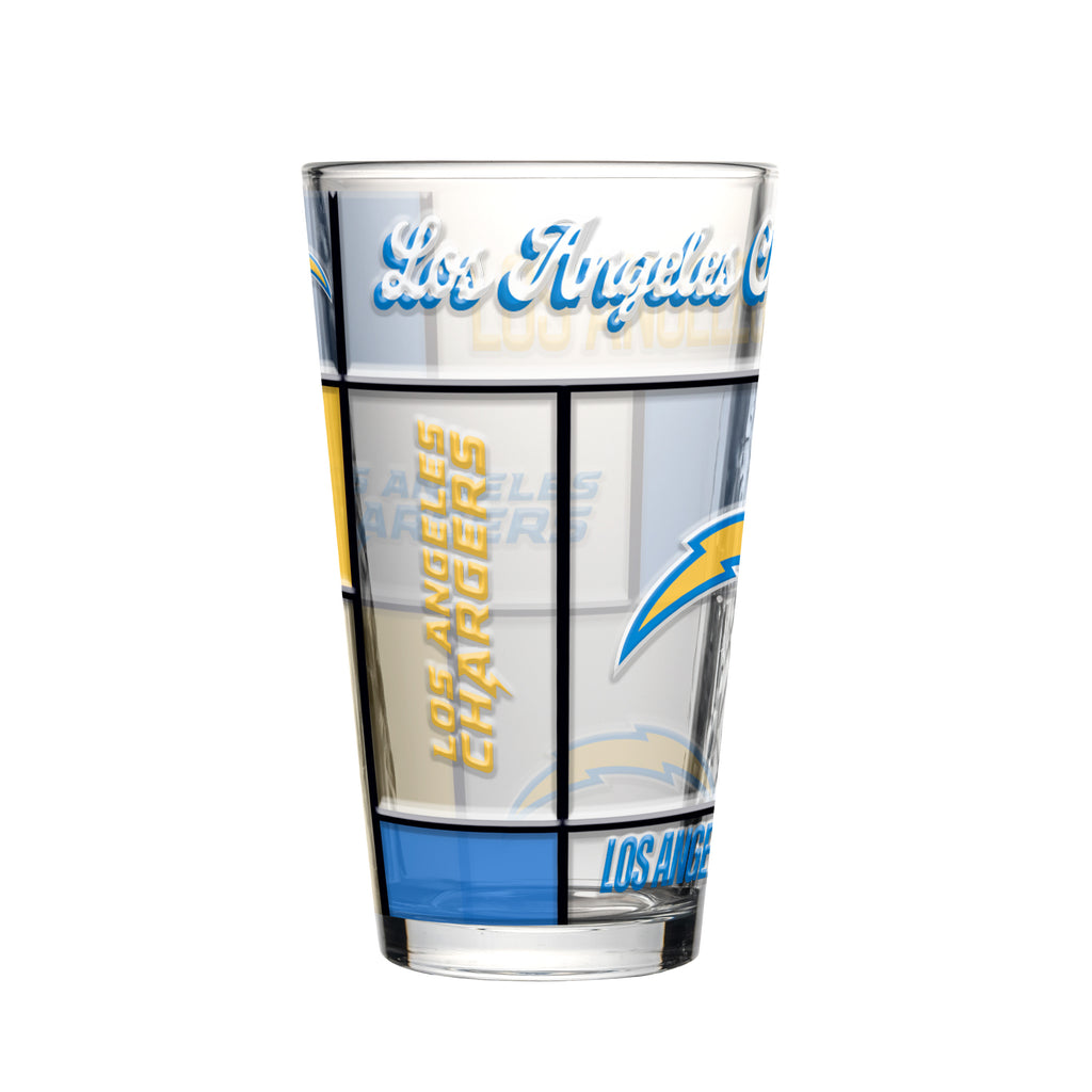 Los Angeles Chargers Pint Glass 16oz Quilted Stained Boxed