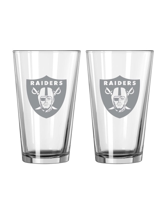 Las Vegas Raiders Glass Pint Frost Design 2 Piece Set