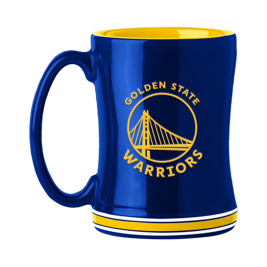 Golden State Warriors Coffee Mug 14oz Sculpted Relief Team Color