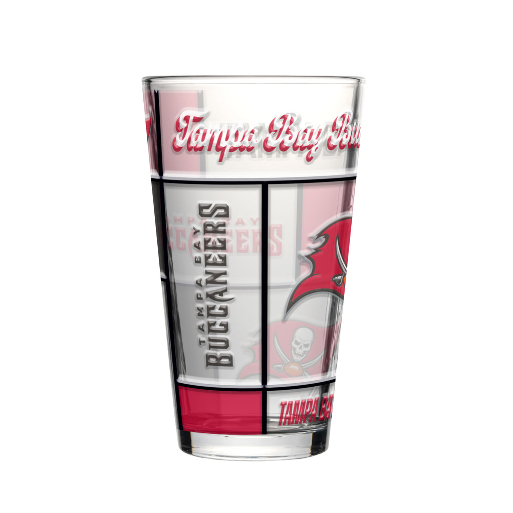 Tampa Bay Buccaneers Pint Glass 16oz Quilted Stained Boxed