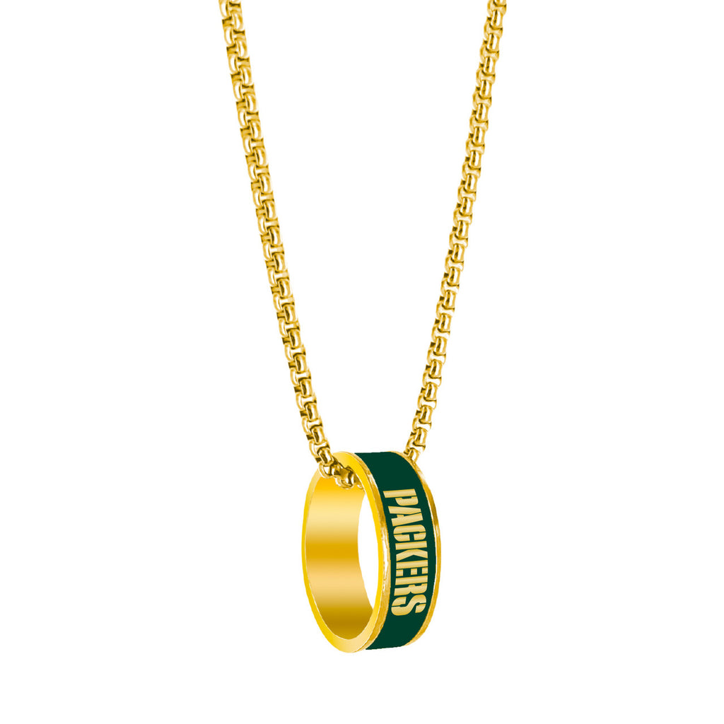 Green Bay Packers s Necklace Fashion Ring Pendant Gold