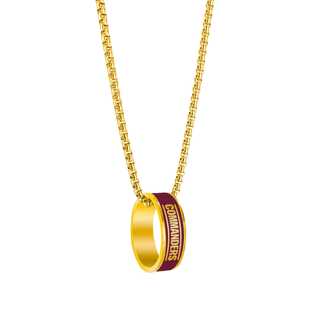 Washington Huskies Commanders Necklace Fashion Ring Pendant Gold