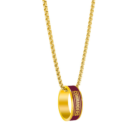 Washington Huskies Commanders Necklace Fashion Ring Pendant Gold