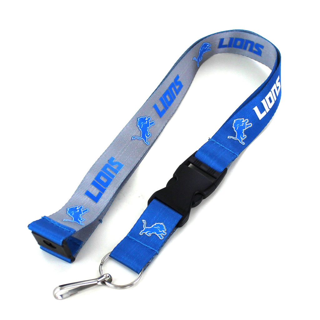 Detroit Lions Lanyard Reversible Silver Blue