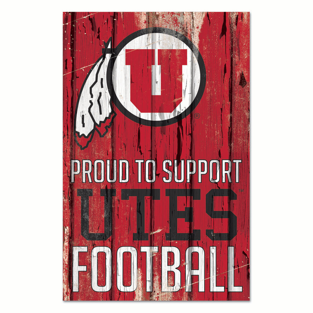Utah Utes Sign 11x17 Wood Proud to Support Design