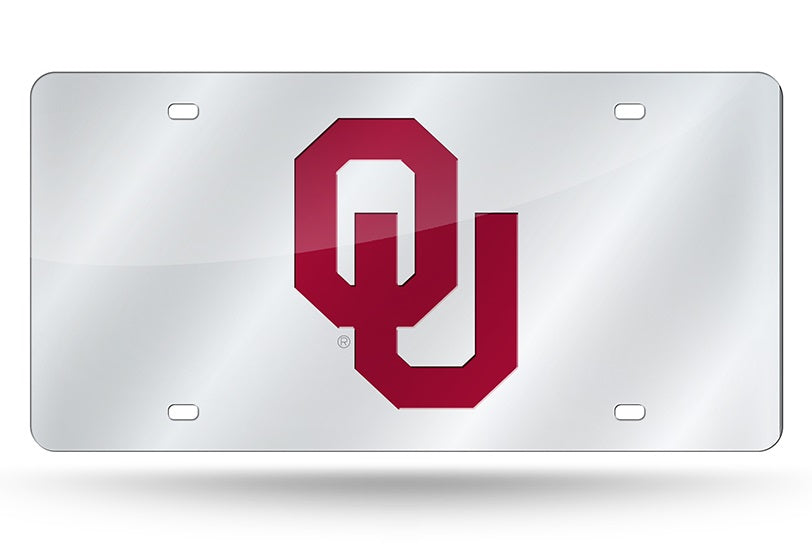 Oklahoma Sooners License Plate Laser Cut Silver