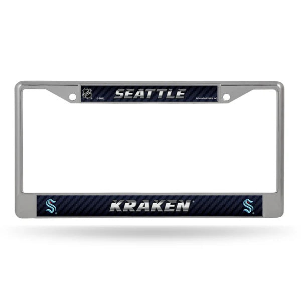Seattle Kraken License Plate Frame Chrome Printed Insert