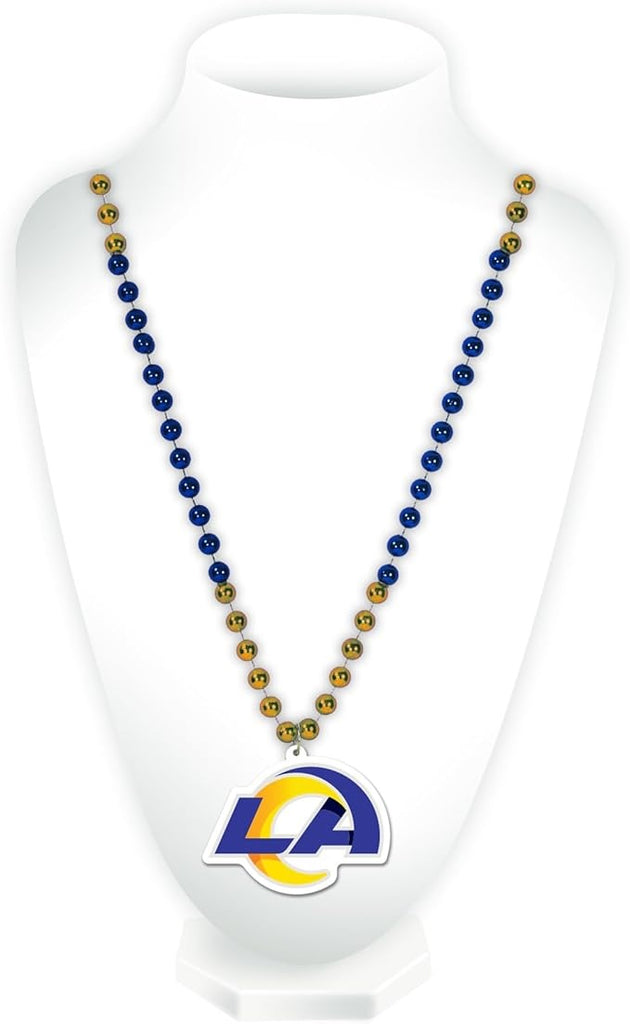 Los Angeles Rams Beads with Medallion Mardi Gras Style