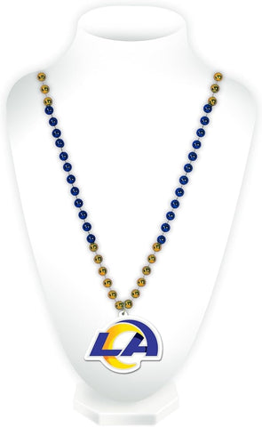 Los Angeles Rams Beads with Medallion Mardi Gras Style