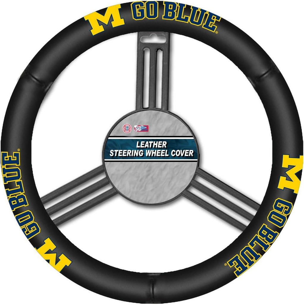 Michigan Wolverines Steering Wheel Cover Leather CO