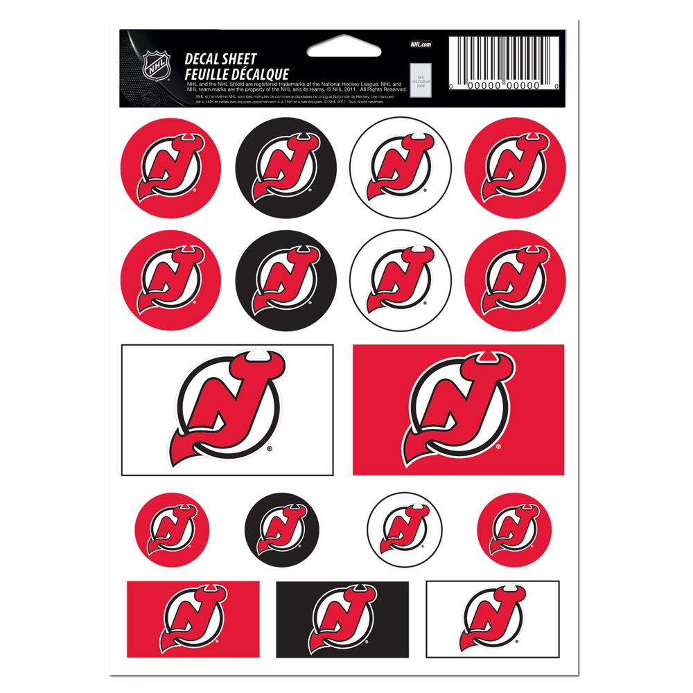 New Jersey Devils Decal Sheet 5x7 Vinyl