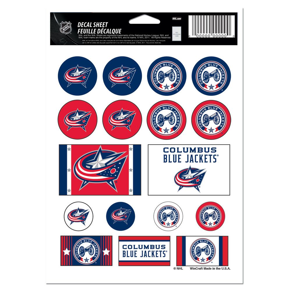 Columbus Blue Jackets Decal Sheet 5x7 Vinyl
